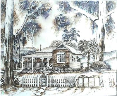 Ink & watercolour  by Capanart Gallery, QLD - Gold Coast | Displayed on The East Coast Arts Trail®