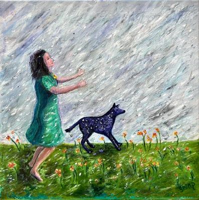 Expressive Arts artwork 'Leaning Into The Rain' by Susannah Paterson | The East Coast Arts Trail®