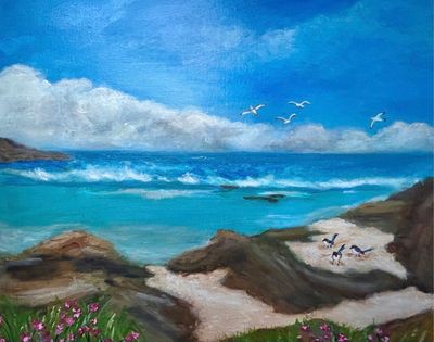 Painting - Coastal artwork 'Hyams Beach, Jervis Bay' by Valeria Volpini | The East Coast Arts Trail®