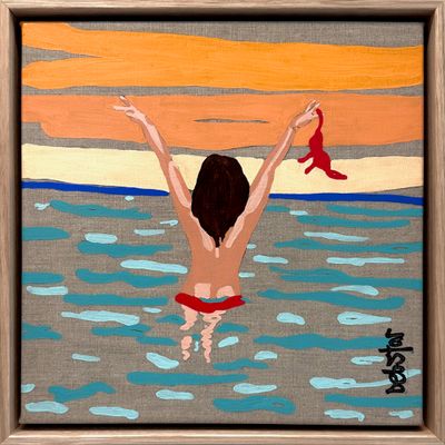  Acrylic paint on linen stretched canvas, with oak floating frame  by Deborah Lang, DECEPTION BAY, BRISBANE, QLD | Displayed 