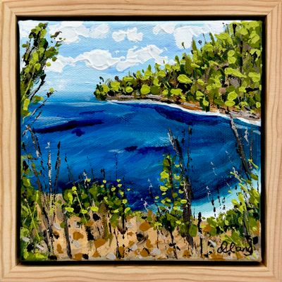 Original Acrylic paint impasto on stretched canvas ready to hang framed with Timber floating frame by Deborah Lang from DECEP