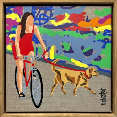 'Lady in Red - Lane Ride' - Painting by Deborah Lang | Featured on The East Coast Arts Trail®