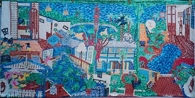 Painting artwork 'Untitled B & B piece on fabric.' by Paulette Girle | The East Coast Arts Trail®