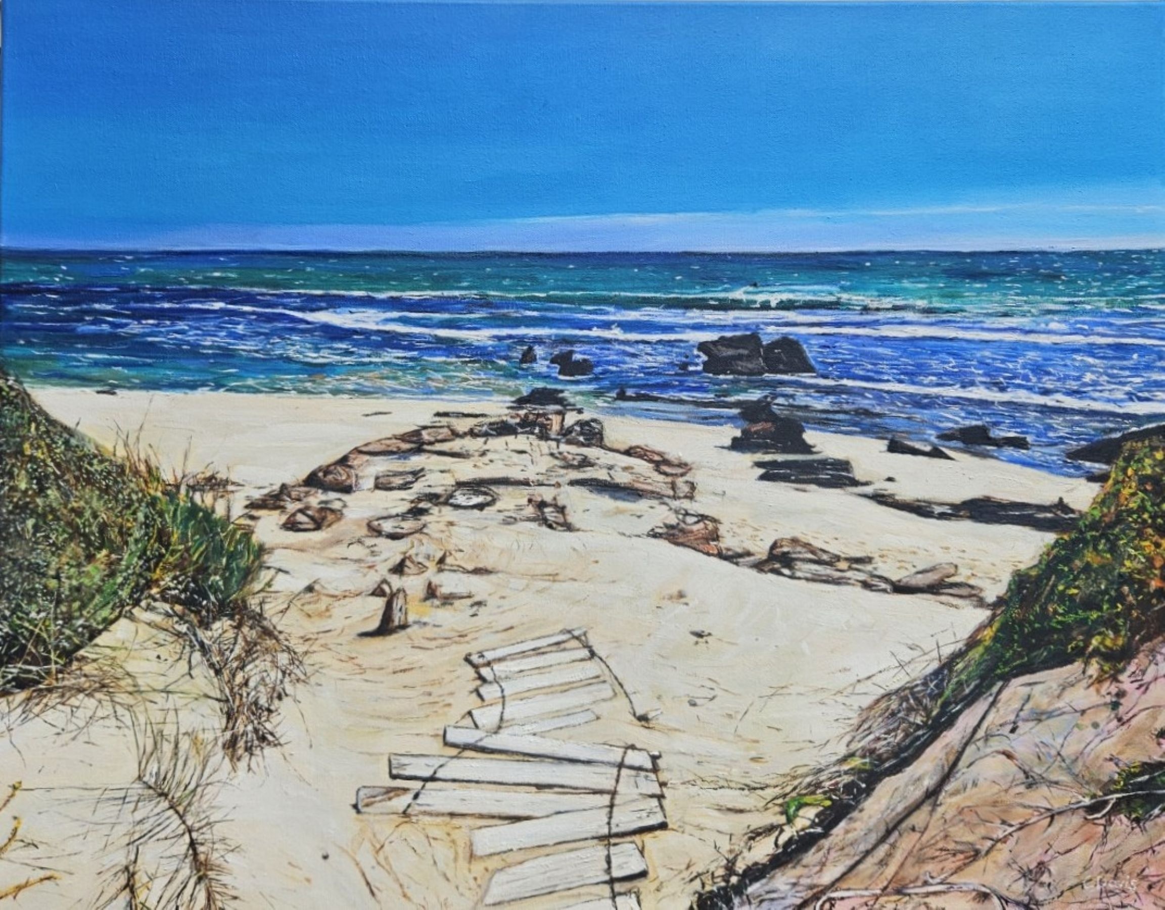 'Planks to Ocean' - Painting by ChristineDavisArt | Featured on The East Coast Arts Trail®