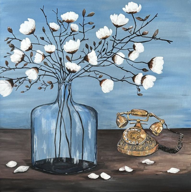'The Blossom Connection' - Painting - Acrylic by Bron Raponi Art | Featured on The East Coast Arts Trail®