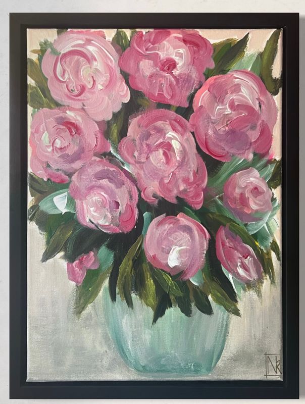 Painting - Acrylic artwork 'Language of Roses 1 ' by Nichola Roberts | The East Coast Arts Trail®