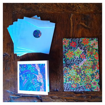 'Lyrebird Versed Greeting Cards - UV Colouration.' - Greeting Cards by Paulette Girle | Featured on The East Coast Arts Trail