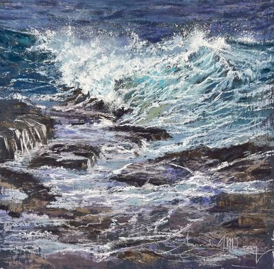 'Bar Beach Wave I (Newcastle)' - Painting - Coastal by AmandaMcLeanFineArt | Featured on The East Coast Arts Trail®