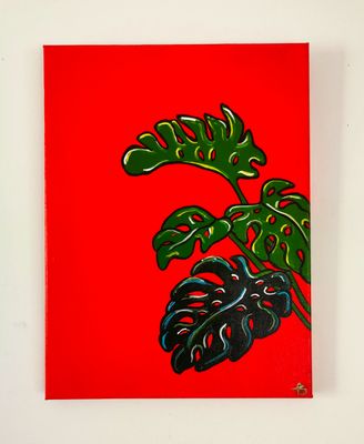 'Monster on red.' - Painting by fran sanders | Featured on The East Coast Arts Trail®