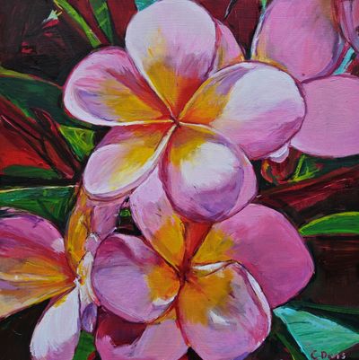 Painting artwork 'Plumeria Blooms' by ChristineDavisArt | The East Coast Arts Trail®