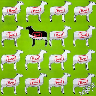 Painting artwork 'The Black Sheep Green 2 ' by Deborah Lang | The East Coast Arts Trail™