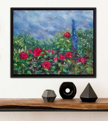 Painting artwork 'Before the Rain – Framed -Textured Floral Landscape Oil Painting' by Tania FitzGerald | The East Coast Arts