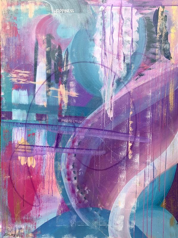 'Happiness Love Protection Gratitude' - Decorative Art by Bronwyn Muzzin Art | Featured on The East Coast Arts Trail®