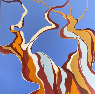 Painting artwork 'Dancing Snow Gums 2' by Marian Quigley | The East Coast Arts Trail®