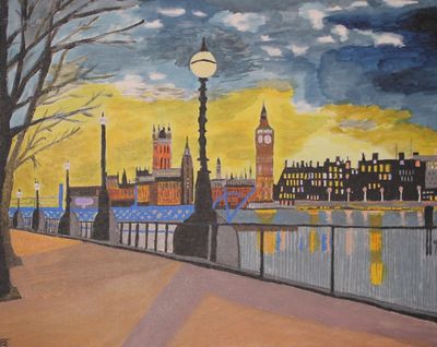 Fine Art Prints artwork 'Parliament from Southbank Looking West' by Steve Quilty Art | The East Coast Arts Trail®