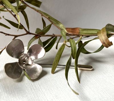Oxidised sterling silver, stainless steal pin. by rh jewellery , Australia | Displayed on The East Coast Arts Trail™