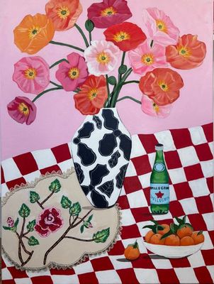 'Poppies and Patterns' - Painting by Gabrielle Tito | Featured on The East Coast Arts Trail®