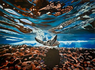'Turtle power ' - Painting by m.o.i.r.a.r.t. | Featured on The East Coast Arts Trail®