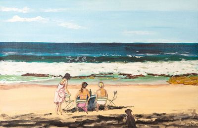 Painting artwork 'Beach picnic ' by janebriscoe  | The East Coast Arts Trail™