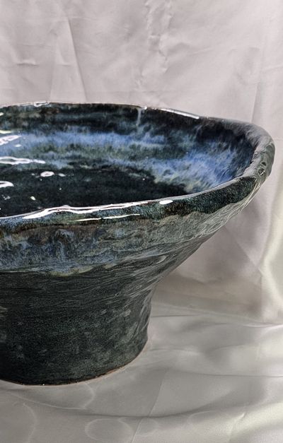Golden Raku Coil Vessel - Glazed with flux and mid fire glazes by TPF Studios, Robina, Gold Coast, QLD | Displayed on The Eas