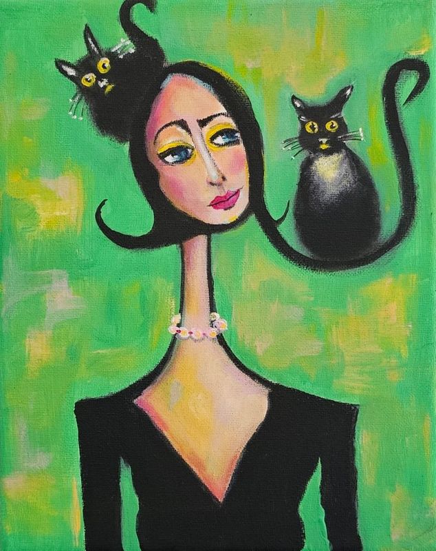 'Lucky Black Cats' - Painting - Animals & Wildlife by Vikadafoxart | Featured on The East Coast Arts Trail®
