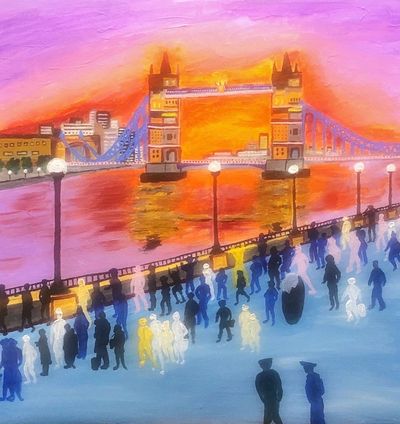 Fine Art Prints artwork 'Tower Bridge Queens Funeral Procession' by Steve Quilty Art | The East Coast Arts Trail®