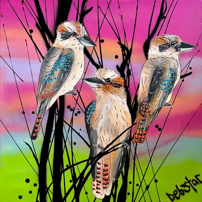 Mixed Media artwork 'Kookaburra Sunset' by Deborah Lang | The East Coast Arts Trail™