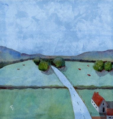 'Hill Farm (Unframed)' - Painting - Landscape by RochelleToomeyArt | Featured on The East Coast Arts Trail®