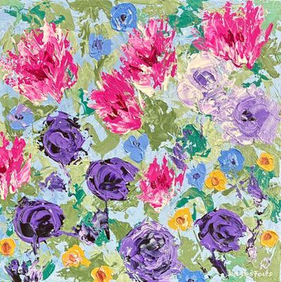 Painting artwork 'Pink and Purple Flowers' by JEN | The East Coast Arts Trail™