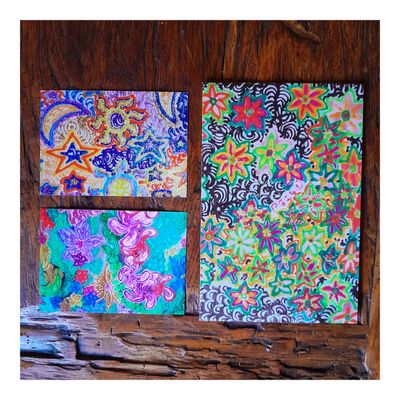 'My Most Glitterfilled Early Series pair of prints. ' - Painting by Paulette Girle | Featured on The East Coast Arts Trail®