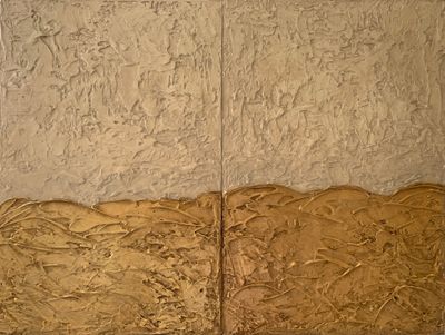 Texture medium and acrylic paint on two cradled wooden boards. by Bronwyn Muzzin Art, NSW - Southern Highlands | Displayed on
