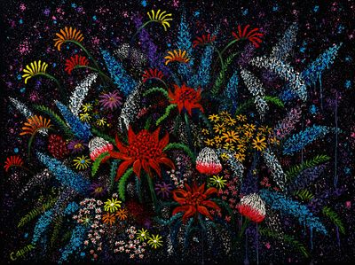 Painting - Floral & Botanical artwork 'Floral Fireworks' by Capanart Gallery | The East Coast Arts Trail®