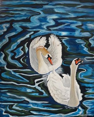 'Swans ' - Painting by m.o.i.r.a.r.t. | Featured on The East Coast Arts Trail®