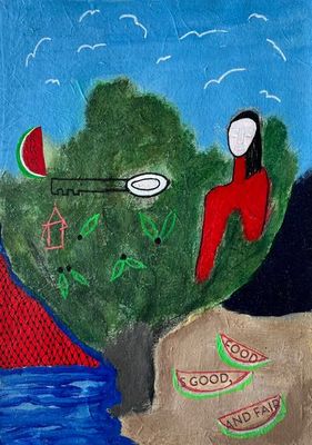 Mixed media on dung paper by Marijke Lambregtse, QLD - Brisbane | Displayed on The East Coast Arts Trail®
