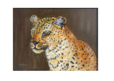 'Leopard portrait' - Painting by Chris Holland | Featured on The East Coast Arts Trail®
