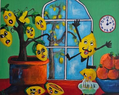 Painting - Food & Drink artwork 'Bitter Lemon Escapades' by Vikadafoxart | The East Coast Arts Trail®