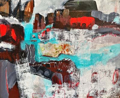 Original Acrylic painting with collage and mixed media on stretched canvas by Jennifer Baxter from VIC - Great Ocean Road | T