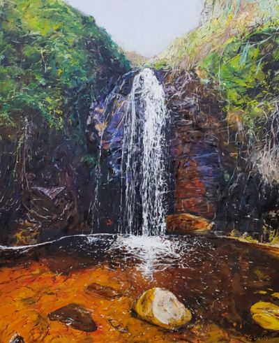Painting artwork 'Waterfall Serenity' by ChristineDavisArt | The East Coast Arts Trail®