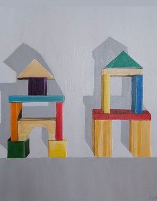 'Block Town Gates' - Painting - Modern by Kathrine Contrary | Featured on The East Coast Arts Trail®