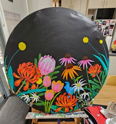 'Blooms and Roars' - Painting by Art by Amsy | Featured on The East Coast Arts Trail®