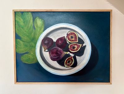 'Figs and golden fig leaf ' - Painting - Still Life by Valeria Volpini | Featured on The East Coast Arts Trail®