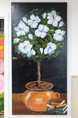 Painting - Oil artwork '"Standard Magnolia Topiary"' by monicamaryburrows@bigppaintings27@ond.com | The East Coast Arts Trail