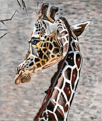 'Coy giraffe ' - Painting by m.o.i.r.a.r.t. | Featured on The East Coast Arts Trail®