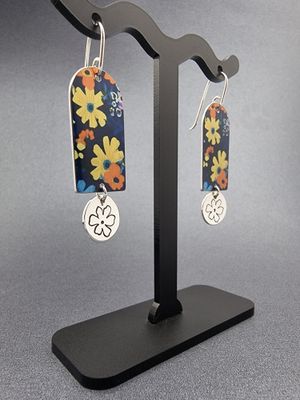 'FLORETTE – Silver disc yellow bloom earrings' - Jewellery by erin.k creative studio | Featured on The East Coast Arts Trail®