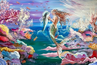 Painting - Animals & Wildlife artwork 'Mystic water dance ' by inessatreasures | The East Coast Arts Trail®