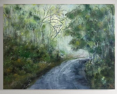 Painting - Acrylic artwork 'Forest Road -Round the Bend ' by Nichola Roberts | The East Coast Arts Trail®