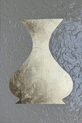 Original Acrylic paint, imitation gold leaf and texture medium on a cradled wooden board. by Bronwyn Muzzin Art from NSW - So
