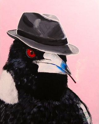 'Magpie - Pievate Eye!' - Painting - Animals & Wildlife by Jules | Featured on The East Coast Arts Trail®