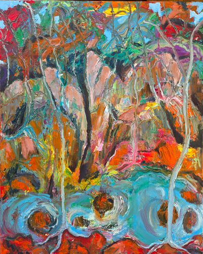 Painting - Expressionism artwork 'Promised Lands Series-Waterhole' by Maggs | The East Coast Arts Trail®