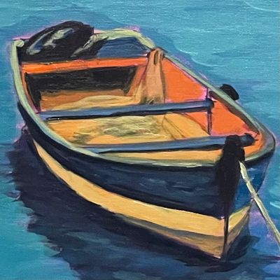 Golden Fluids Acrylics  by Marie Anthonette Magdaong, TAS - Southern TAS | Displayed on The East Coast Arts Trail™